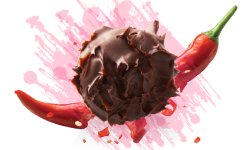 Chocolate truffle with chili and coconut